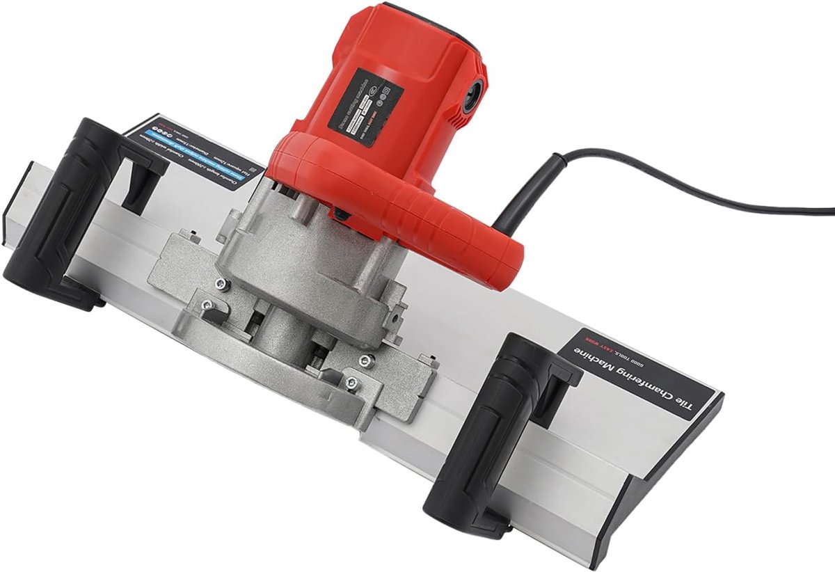 Elektrische Tegel Afschuinmachine - Professionele Tegelsnijder - Precisie Tegelwerk - 43 Graden Hoek - 1200W 13000 TPM - Rood