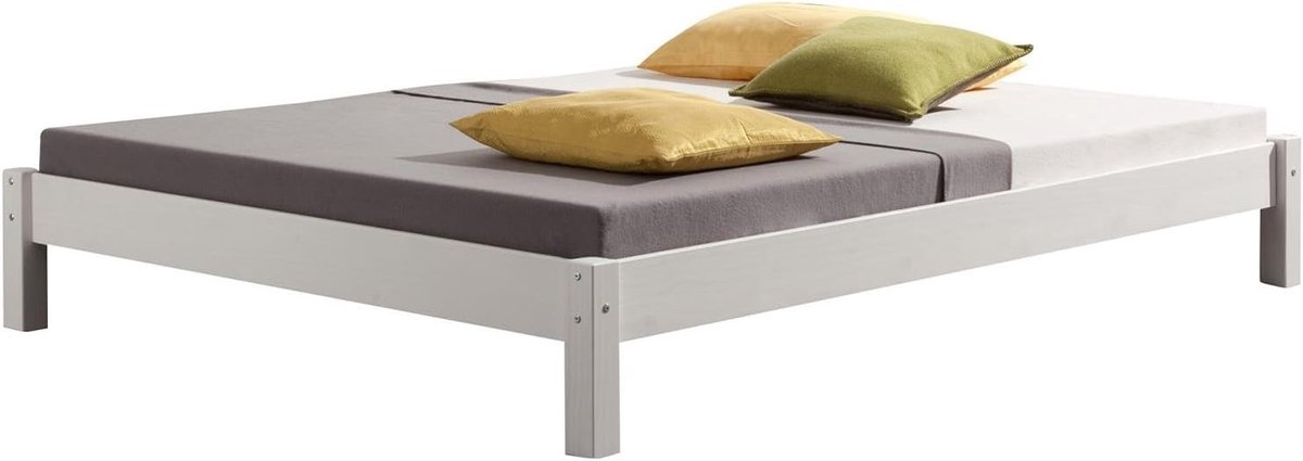 Massief Grenen Bed - Futon Frame - Slaapkamer Meubel - Zonder Hoofd/Voeteneinde - 140x200 cm - Wit
