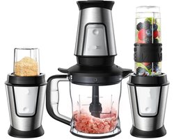 Multifunctionele Keukenmachine - 3-in-1 - Foodprocessor - Blender - 700W - Smoothie Maker - Hakmolen - Droogmolen - Roestvrij Staal - BPA-vrije Fles - 24.000 RPM