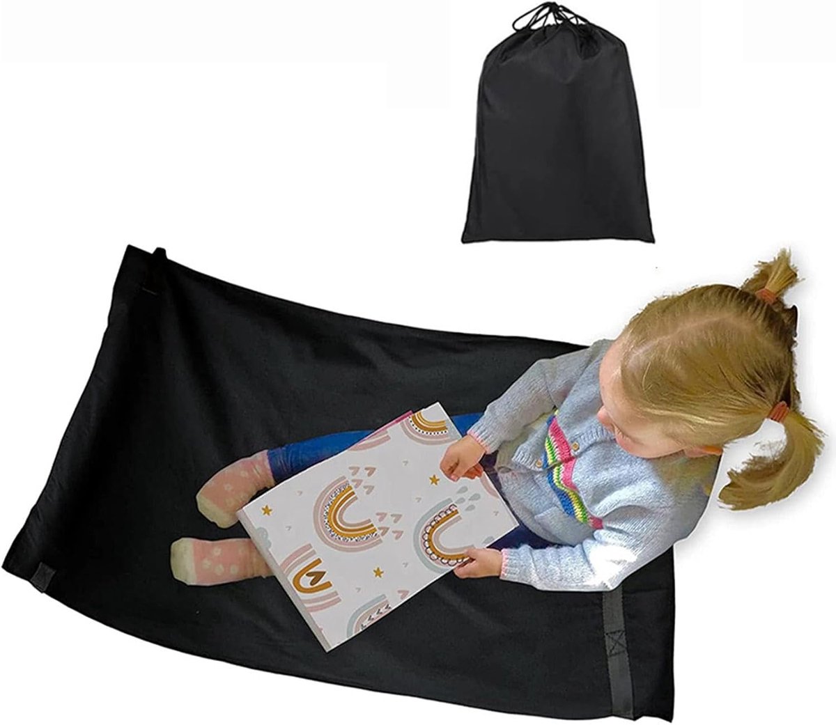 Peuter Reisbed - Kinderslaapbed Draagbaar - Comfortabel Reizen - Opblaasbaar Voetbed - 81 x 40 cm - Zwart