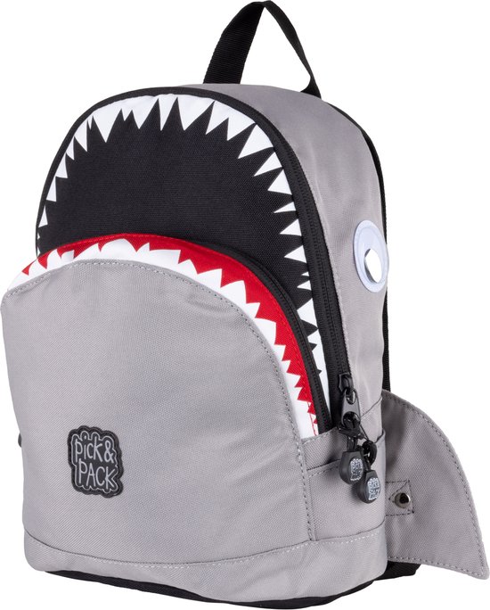 Pick & Pack Rugzak Klein, Kinderen - Shark Shape - Grey - 7 L.