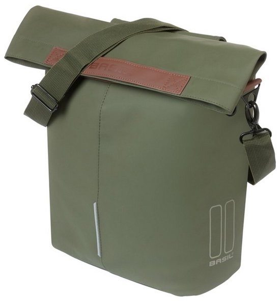 Basil City fietsshopper - Enkele Fietstas - 16 liter - moss green van Basil — afbeelding 2