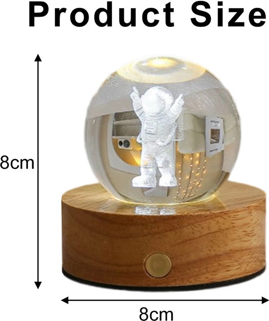 longziming -Kristallen nachtlamp bol - kleurrijke glazen decoratie met warm licht - Kleine Prins en sterren - sfeervol nachtlampje voor slaapkamer, bureau en kinderkamer van Longziming — afbeelding 2