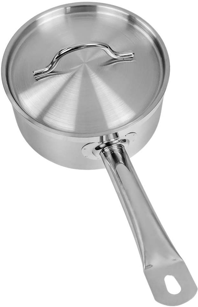Mega-M PRO Gastronomische Steelpan met Deksel - 3 Liter - Ø 18 cm - RVS - Sandwichbodem - Geschikt voor alle Warmtebronnen (ook Inductie) - Hoogte 10 cm