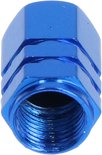 Blauwe aluminium ventieldop met schroefdraad