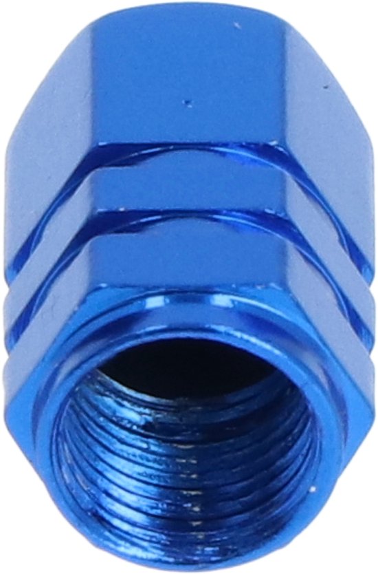 Blauwe aluminium ventieldop met schroefdraad