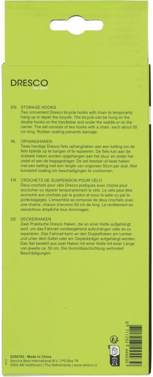 Dresco Fiets Ophanghaken aan Ketting - Fietshaken voor Ophangen Fiets aan Plafond van Dresco — afbeelding 4