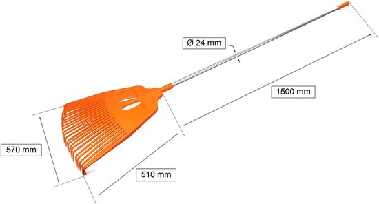 KOTARBAU® Bladhark, Tuinhark van Kunststof, 27 Tanden, Oranje- met Aluminium Steel, Gazonhark, Waaierbezem, Lichtgewicht Hark, Stevige Hark, van Merkloos	 — afbeelding 2