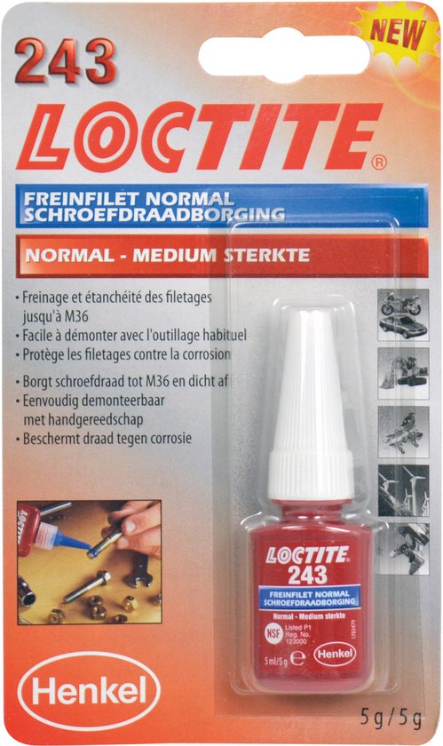 Colle frein filet Loctite 243 normal medium 5ml pour auto moto mécanique Neuf