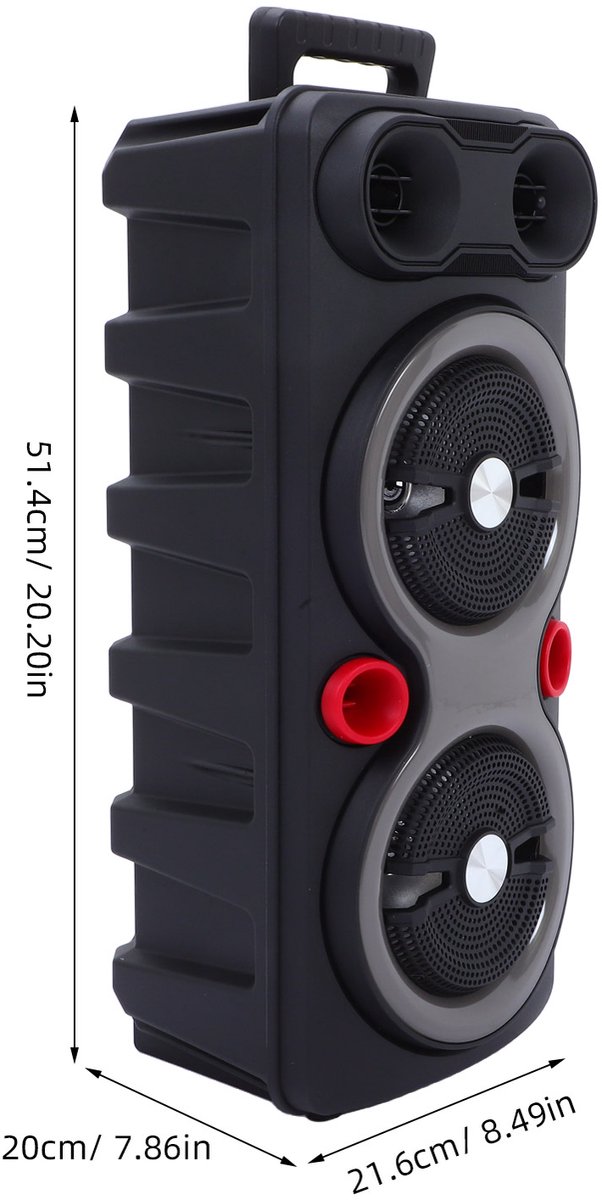 Draagbare Outdoor Speaker - 2x 6.5" Bas, RGB Verlichting, TWS, Karaoke Microfoon - Zwart van Merkloos — afbeelding 3