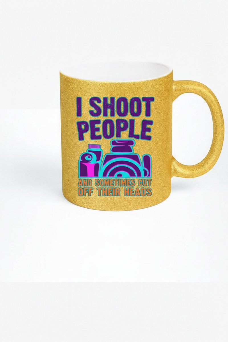 I Shoot People Gouden Glitter Mok - Fotografie Cadeau
