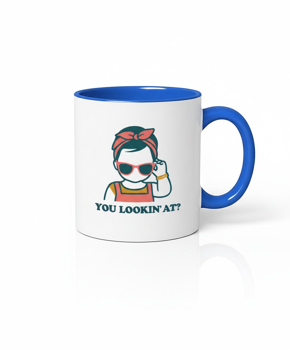 You Lookin' At Mok - Unieke Koffiemok met Stoere Tekst