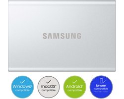 Samsung Portable T7 Resurrected - Externe SSD - USB C 3.2 - Inclusief USB C kabel - Geschikt voor iPhone USB C - 4 TB - Zilver