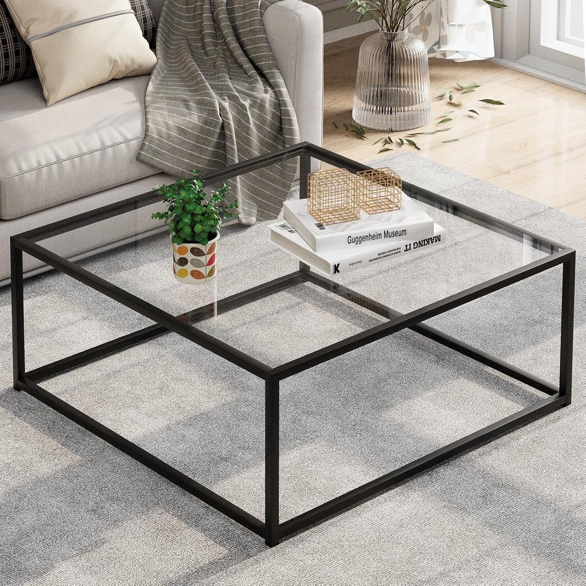 Salontafel met Opbergruimte 90 x 45 x 42 cm – Industriële Vintage Koffietafel van Metaal en Hout – Woonkamertafel met Onderplank – Grijs – Pauwhome