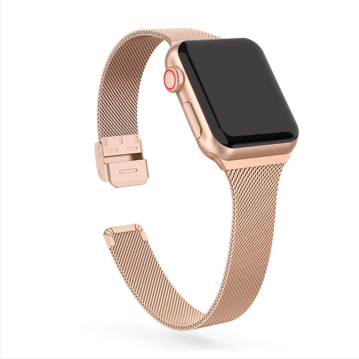 Horlogebandje - Smartwatchbandje - Watchband - Geschikt voor Apple Watch - Milanees - Rosé goud - 38/40mm - Series 1 2 3 4 5 6 7 8 9 SE - Jonyx