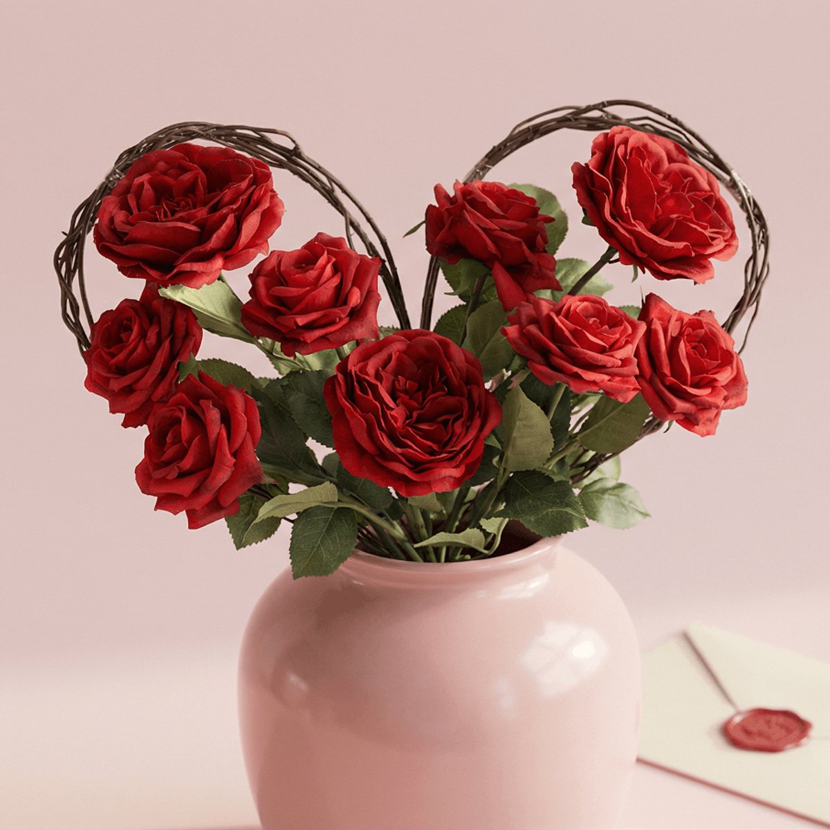 maxifleur Kunstplanten Handgebonden Kunstboeket Veerle Quito 50 cm Rood