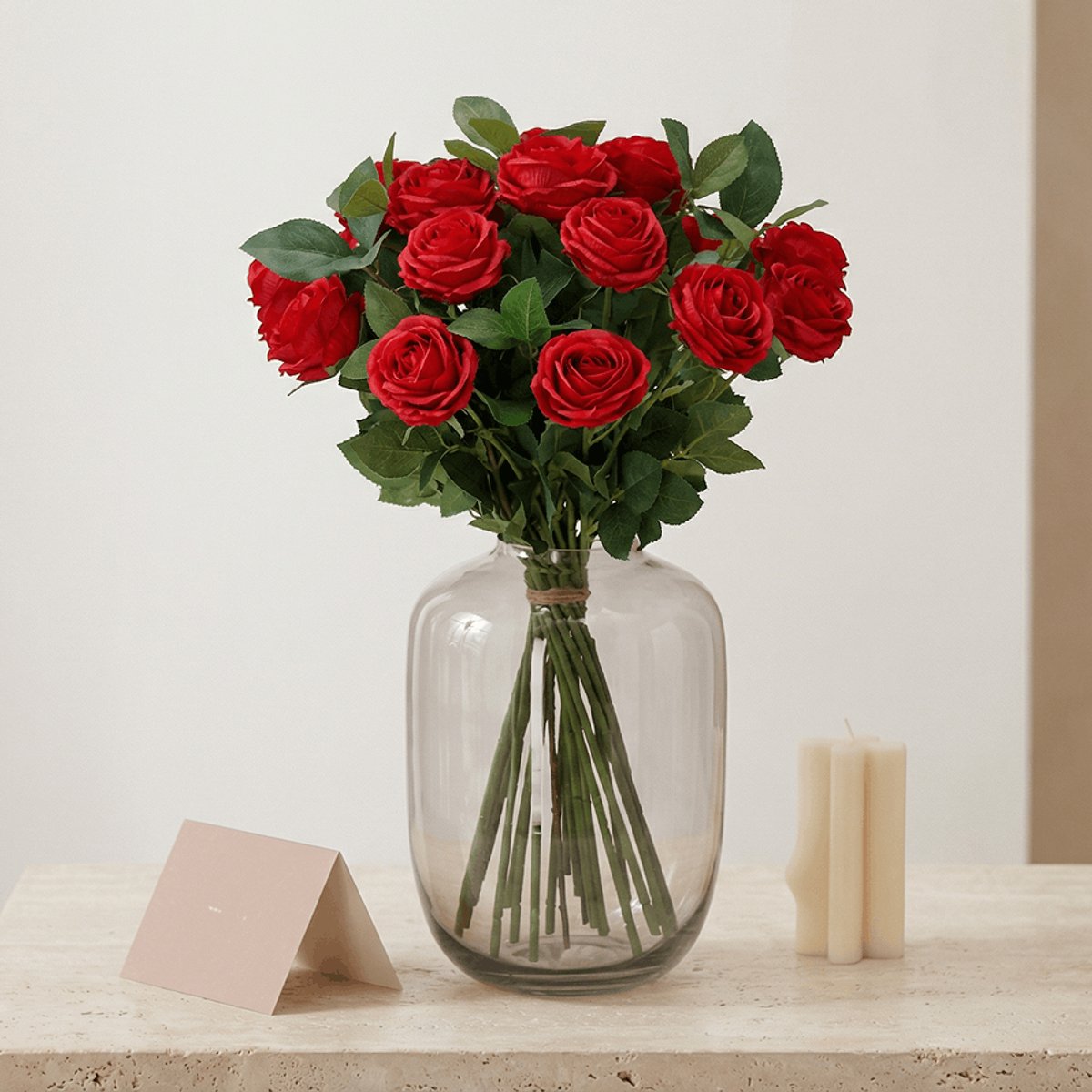 maxifleur Kunstplanten Handgebonden Kunstboeket Vela Modena 45 cm Rood