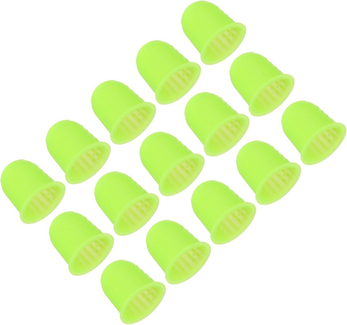 Rubber Fingertips - 15pcs Silicone Thumb Fingertip Guard - Finger Cots - Protective Pads - Thimbles - Handles voor Kantoor - Tellen - Naaien - Grasgroen - Grote Maat