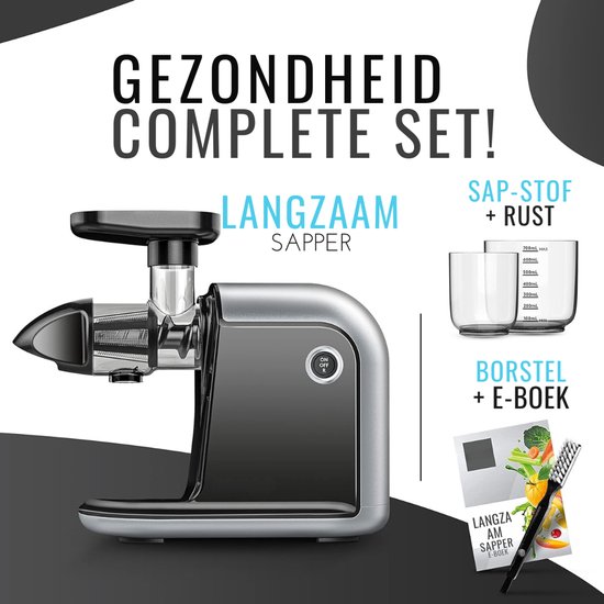 Aurixi® Sapcentrifuges Groenten en Fruit - Slowjuicer Universeel Gebruik - Juicer Vaatwasser Bestendig - Inclusief Reinigingsborstel & EBook - Zwart - 40cm x 17cm x 34cm van Aurixi — afbeelding 3