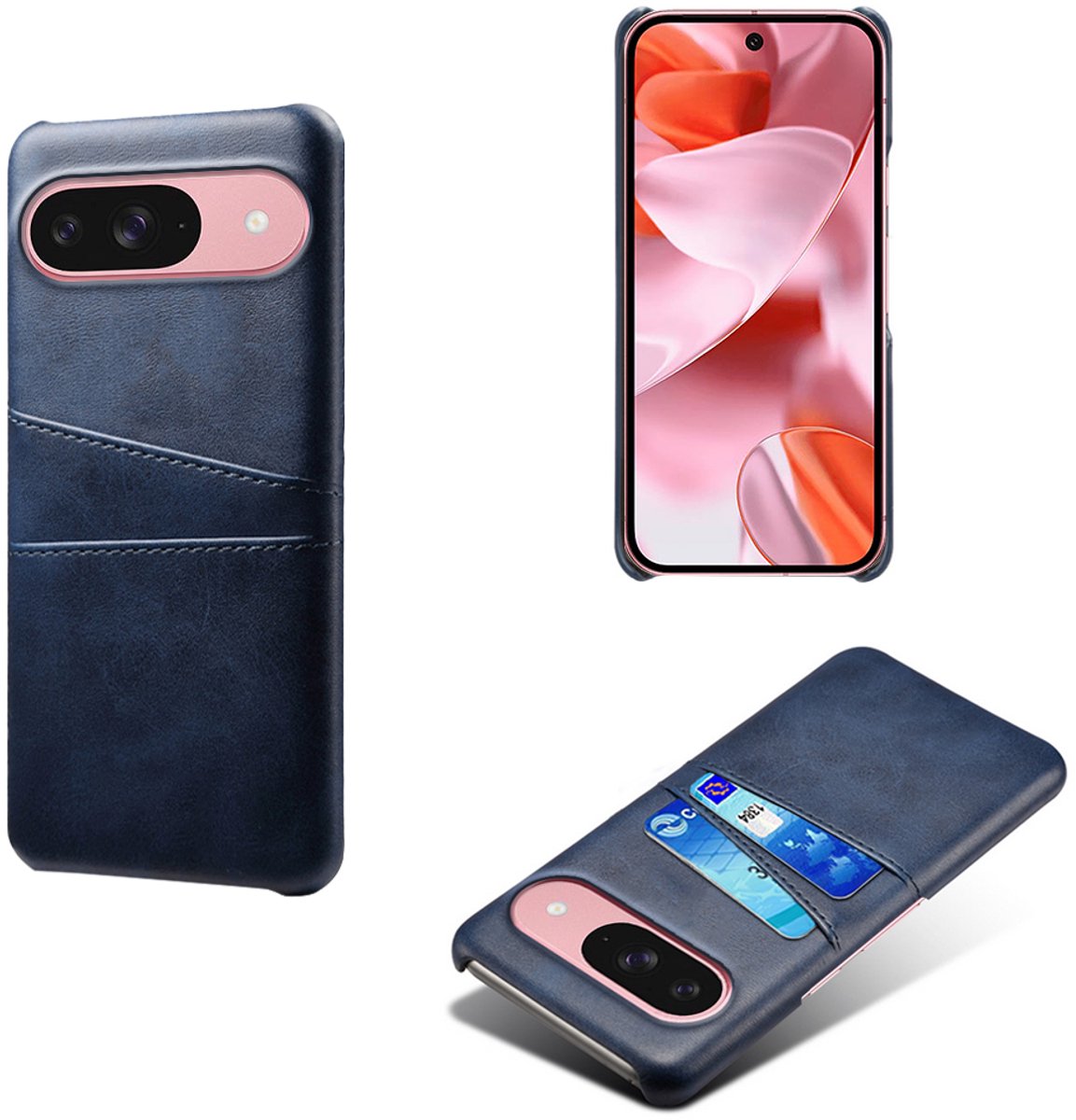 Back Cover met Opbergvakjes + Glas Screenprotector voor Google Pixel 10 / 10 Pro _ Blauw