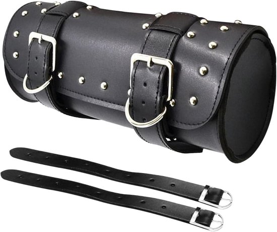 Zadeltas voor motorfiets - PU-lederen motor-vorktas - verstelbare riemen - stuurtas - opberggereedschapstas - Honda Kawasaki Suzuki Yamaha - zwart