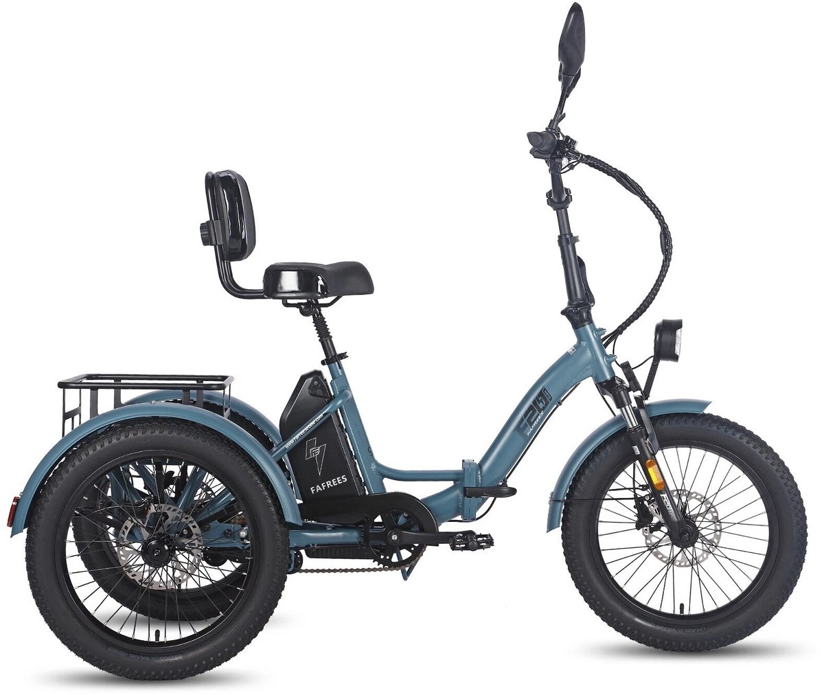 Dik Klapfiets E-Bakfiets 20 Inch 48V 23.45Ah Accu, Hydraulische Schijfremmen Elektrische Fiets, Elektrische Vrachtsfiets 180kg, Blauw Driewieler E-Bike – foto 2