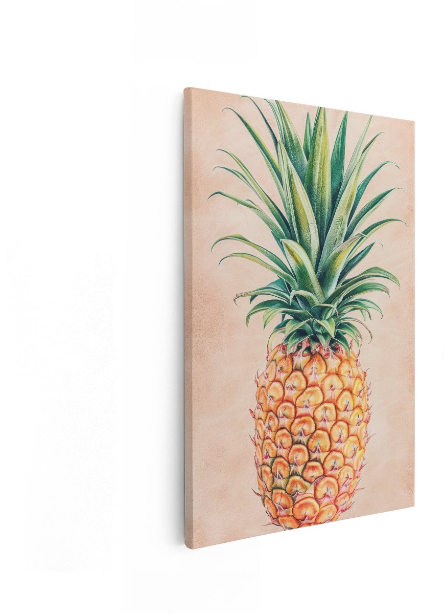 Artaza Canvas Schilderij Ananas - 40x60 cm - Wanddecoratie Botanisch - Muurdecoratie Vintage - Decoratie Fruit - Boho
