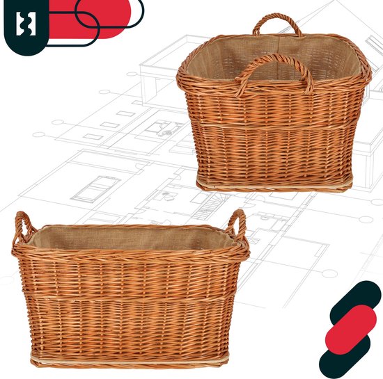 KOTARBAU Panier Osier, 60x50 cm, Buche, Couleur Naturelle, Anse