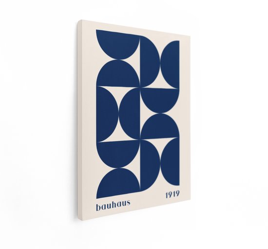 Artaza Canvas Schilderij Geometrisch Bauhaus - 30x40 cm - Wanddecoratie Abstract Modern - Muurdecoratie Minimalistisch - Schilderijen Op Canvas Blauw
