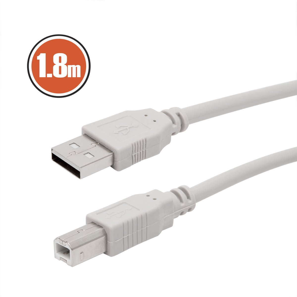 1,8 meter USB 2.0 kabel A naar B - geschikt voor printer- en scannerverbinding - grijze datakabel - installatiedraad [20121]