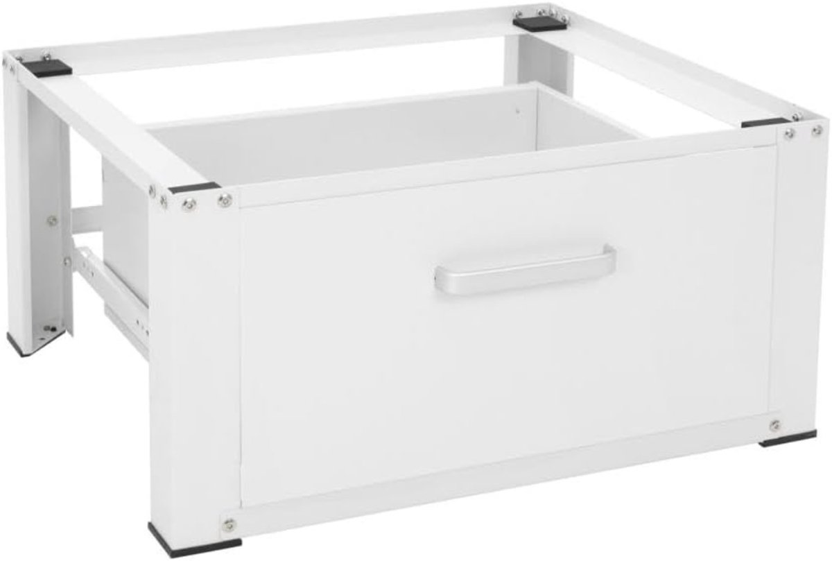 Aurixi® Wasmachine Verhoger - Wasmachine Verhoger met Lade - Wasmachine Sokkel Met Laadcapaciteit tot 150 KG - Wasmachine Kast - Wasmachine Ombouw – Wasmachineverhoger - 63cm x 54cm x 32 cm - Wit