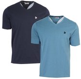 2-Pack Donnay - T-shirt (Berno) - Sportshirt - V-hals shirt - Heren - Navy/Light Denim blue (787) - maat M