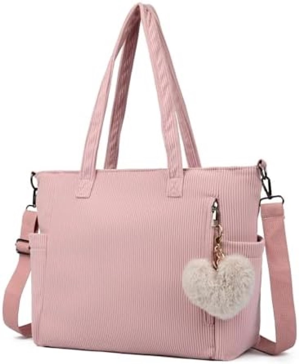 PromoHome Dames Shopper - Ruime Cord Tas met Meerdere Vakken