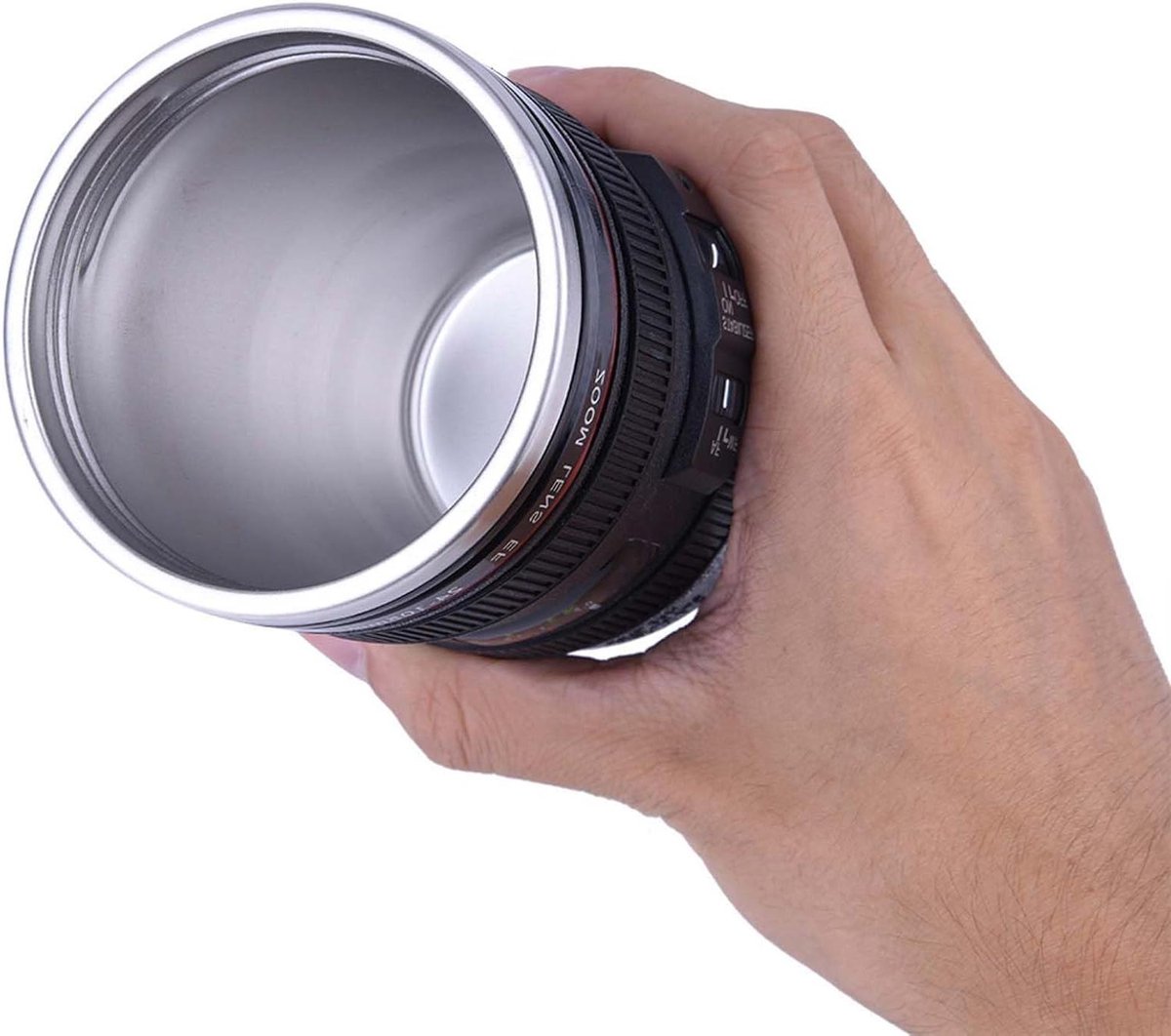 Lens Thermosbeker voor Warme Drank, Roestvrijstalen Reismok Zwart 500ml