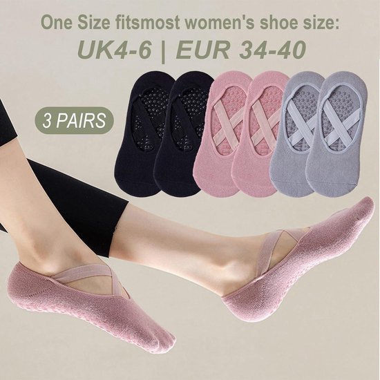 3-Pack Pilates Sokken voor Vrouwen - Antislip Yoga Grip - One Size - Ademend en Comfortabel - Ideaal voor Fitness en Pilates Reformer — afbeelding 5