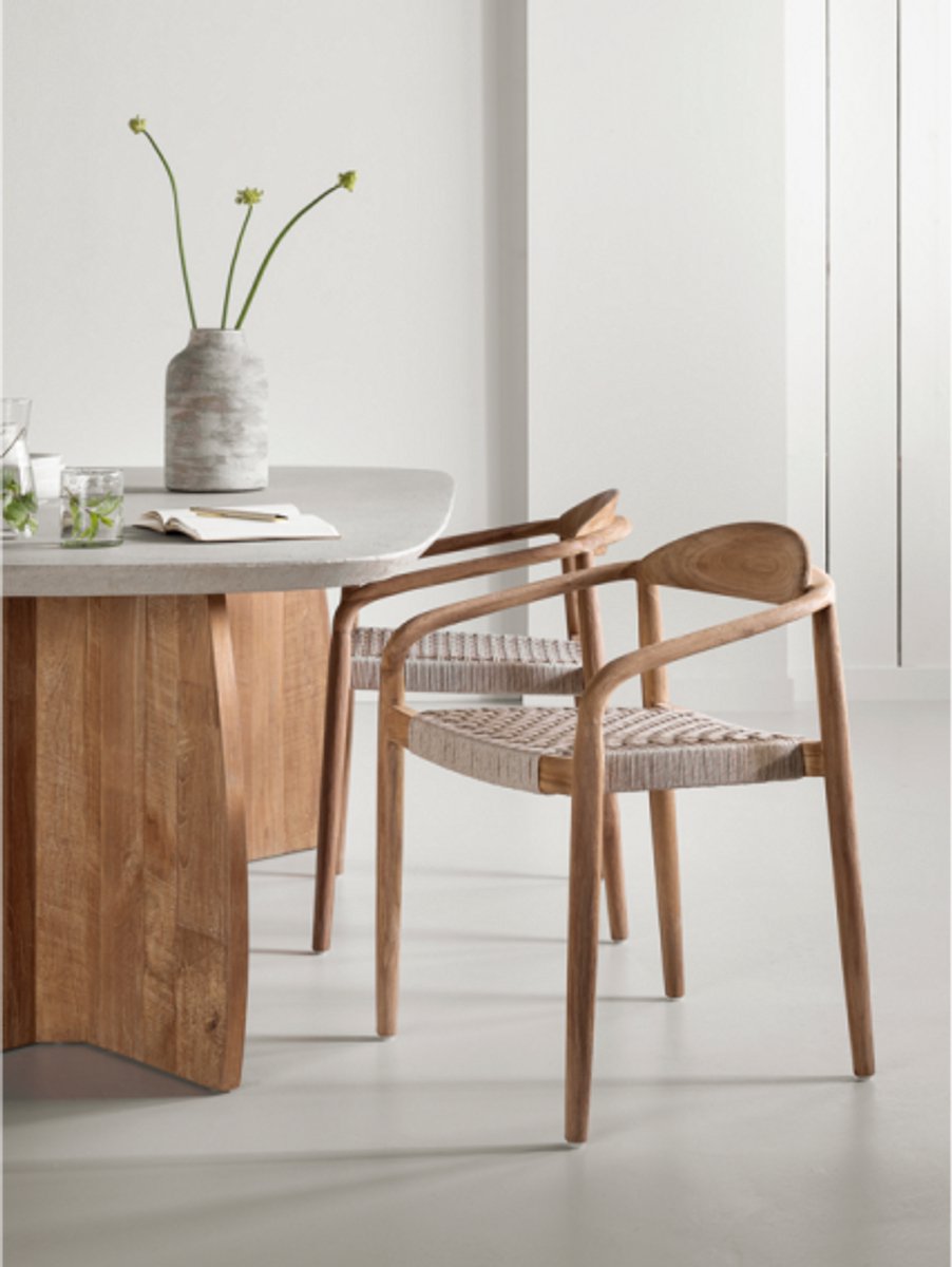 MUST Living Eetkamerstoel Santiago Teakhout 60x48x78 cm - eetkamerstoelen set van 2