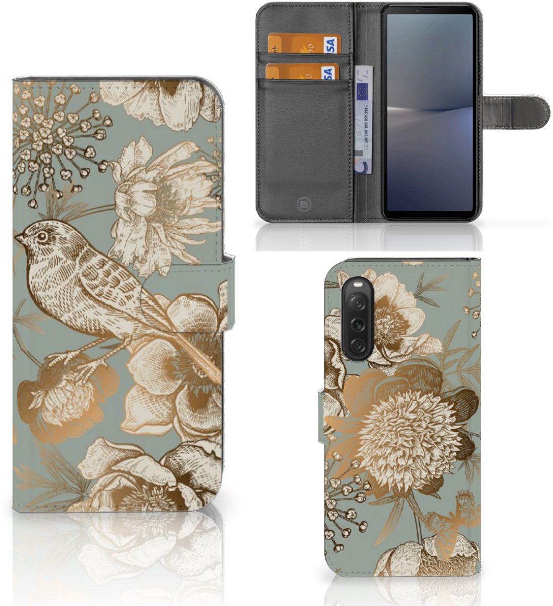 Hoesje voor Sony Xperia 10 V Vintage Bird Flowers