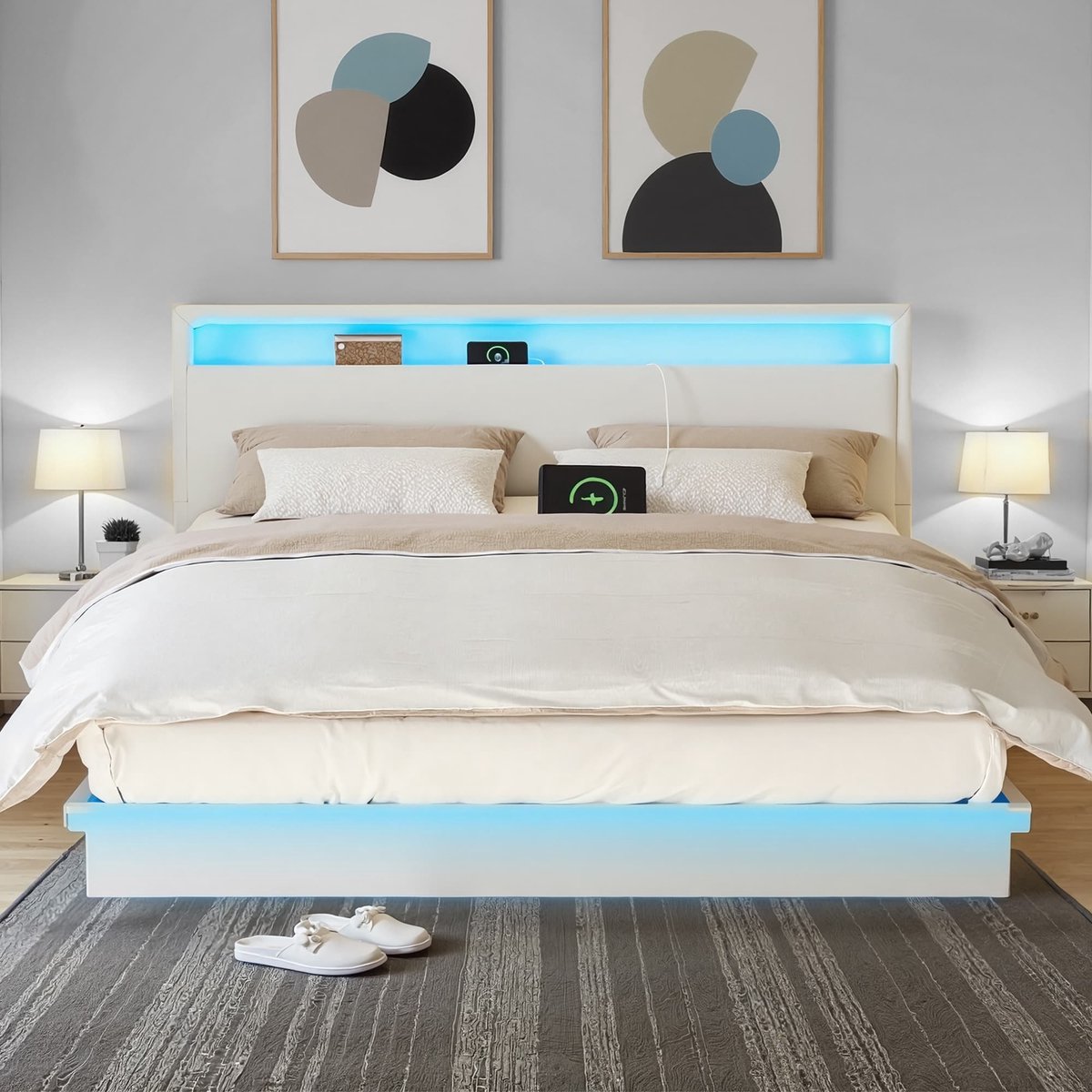 Bedframe - Met ledverlichting en laadstation - 160 x 200 cm