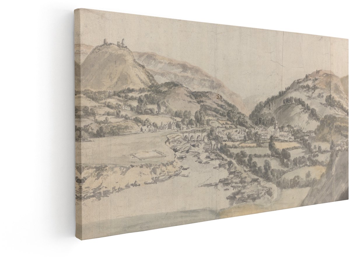 Artaza Canvas Schilderij Landschap - 120x60 cm - Wanddecoratie Vintage Dorp - Muurdecorati