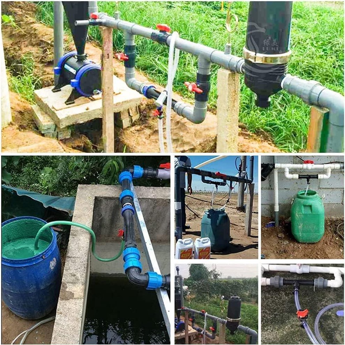 Meststofinjector voor irrigatiepijp - Tuinirrigatie - Kunststof - Zwart - Druppelirrigatieset met verschillende afmetingen - Ideaal voor precisiebevloeiing - Eenvoudig te gebruiken.