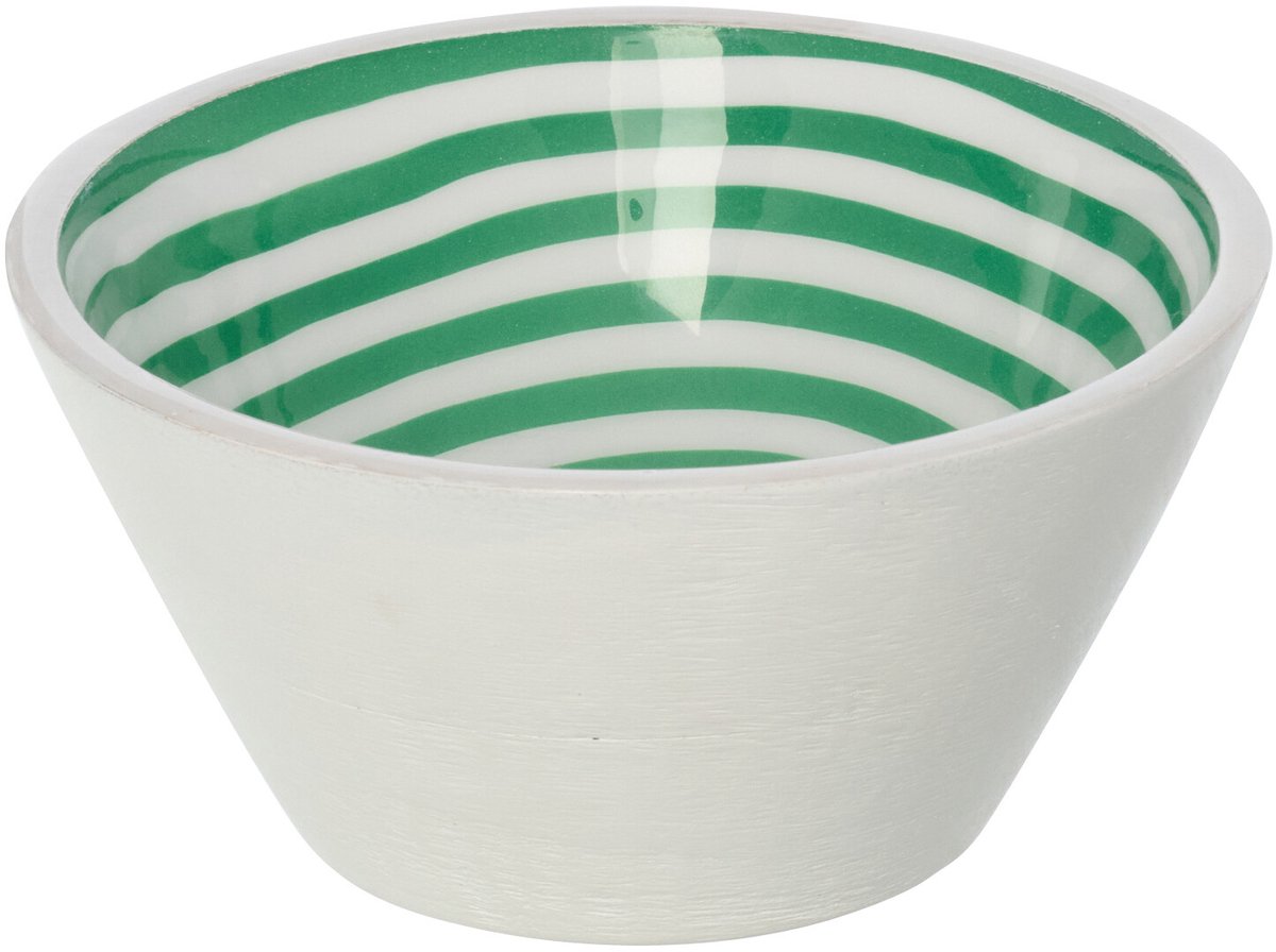 J-Line schaal - hout - groen/wit - medium - 6 stuks
