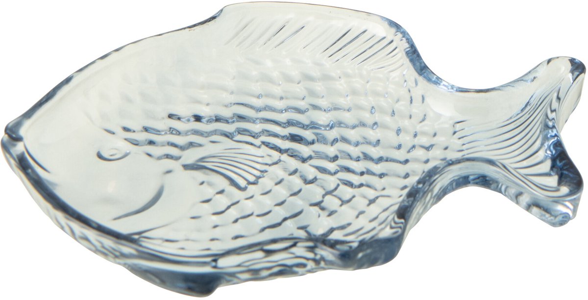 J-Line bord Vis - glas - blauw - 2 stuks