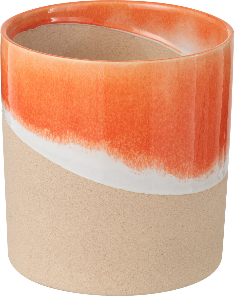 J-Line vaas Bal - keramiek - oranje/naturel - medium