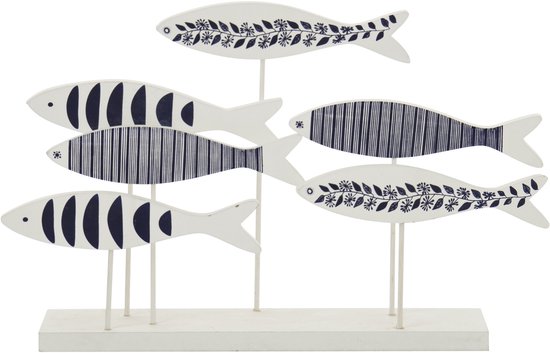 J-Line Poisson sur Base à Motifs - bois - bleu/blanc - large