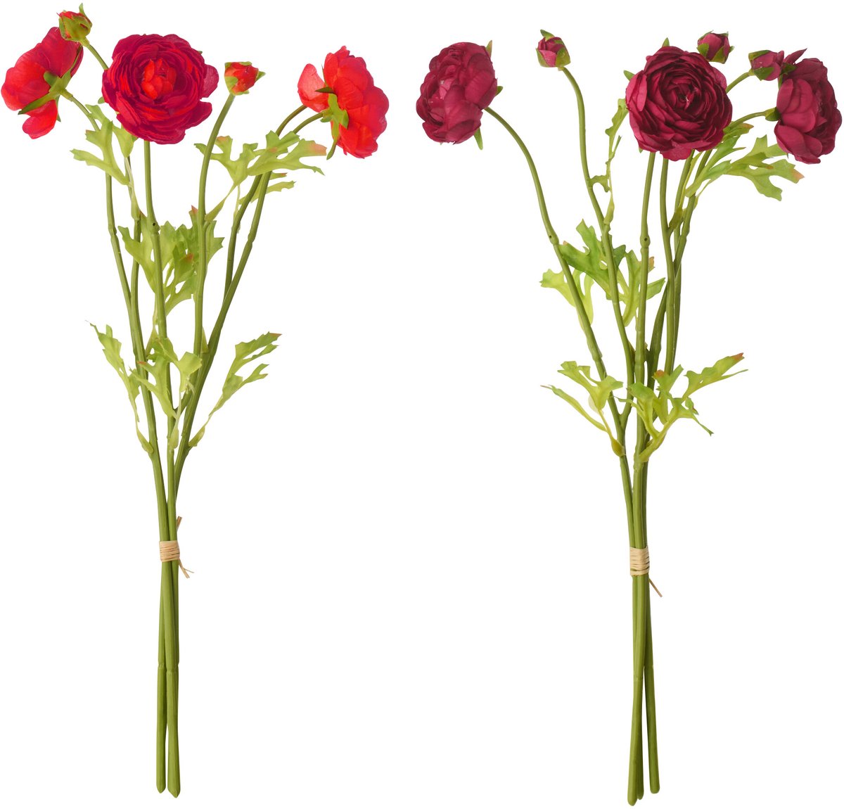 J-Line bundel 3 Ranonkel - textiel - paars/fuchsia - large - set van 2 Rood