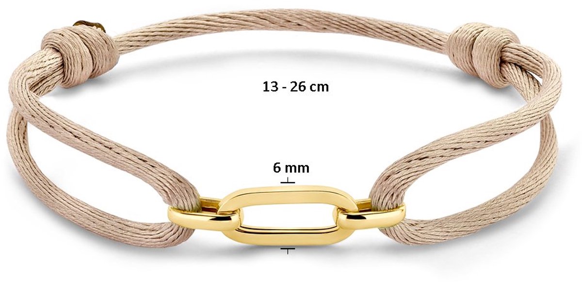 Armband Satijn Beige 13 - 26 Cm 14K Goud Met Rubber/Nylon/Leer