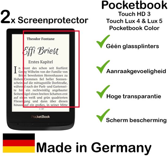 Screenprotector Geschikt voor Pocketbook Touch HD 3 / Lux 4 & 5 Pocketbook Color van EZstick — afbeelding 2
