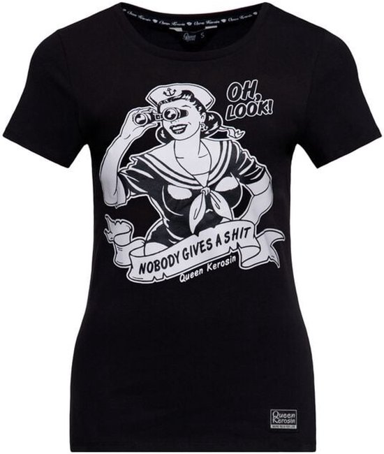 T-shirt femme Queen Kerosin nobody gives a shit - noir - XXL