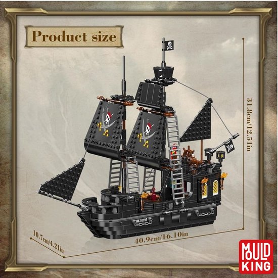 Mould King 10070 Piratenship in fles bouwstenen Black Pearl zeilschip klem bouwstenen verzamelaar scheepsmodel geschenk voor ab 8 jaar(778 delen