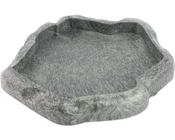 Reptiel Voeder- en Waterbak, Decoratieve Terrarium Schaal voor Schildpadden in Donkergroen - Kleine Maat - Aquarium Accessoire met Natuurlijke uitstraling